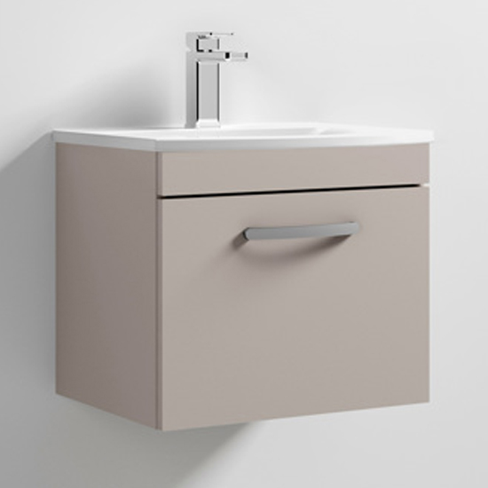 Read more about Athenia 50cm 1 drawer wall vanity with basin 4 in stone grey