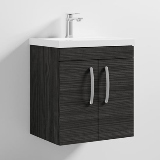 Read more about Athenia 50cm 2 doors wall vanity with basin 1 in black