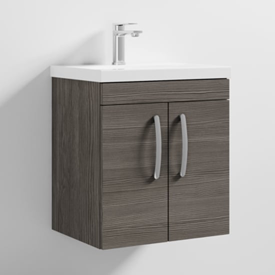 Product photograph of Athenia 50cm 2 Doors Wall Vanity With Basin 1 In Brown Grey from Furniture in Fashion
