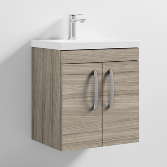 Read more about Athenia 50cm 2 doors wall vanity with basin 1 in driftwood
