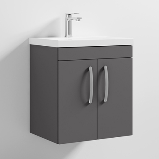Read more about Athenia 50cm 2 doors wall vanity with basin 1 in gloss grey