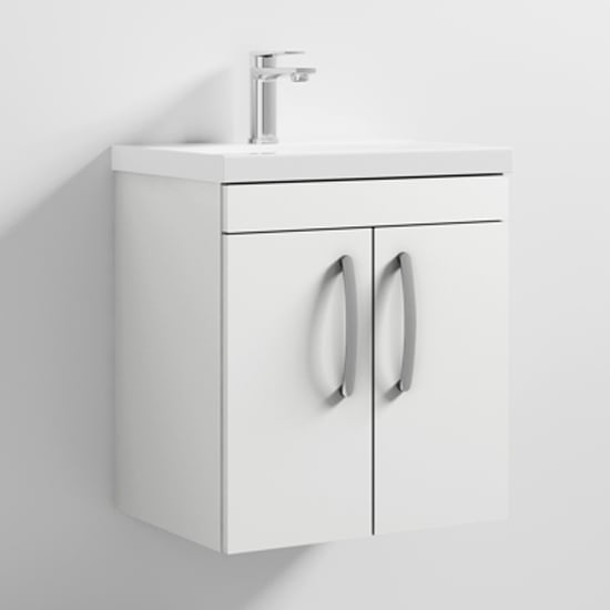 Photo of Athenia 50cm 2 doors wall vanity with basin 1 in gloss white