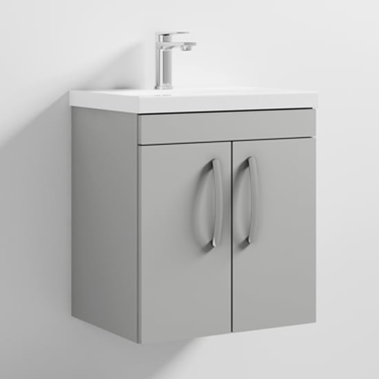 Read more about Athenia 50cm 2 doors wall vanity with basin 1 in grey mist