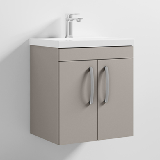Read more about Athenia 50cm 2 doors wall vanity with basin 1 in stone grey