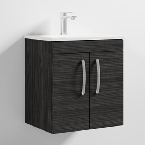 Read more about Athenia 50cm 2 doors wall vanity with basin 2 in black