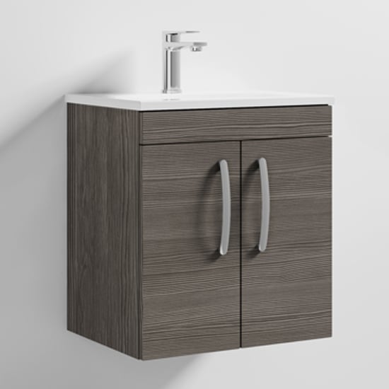 Product photograph of Athenia 50cm 2 Doors Wall Vanity With Basin 2 In Brown Grey from Furniture in Fashion