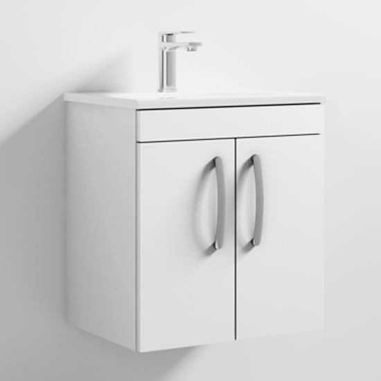Product photograph of Athenia 50cm 2 Doors Wall Vanity With Basin 2 In Gloss White from Furniture in Fashion