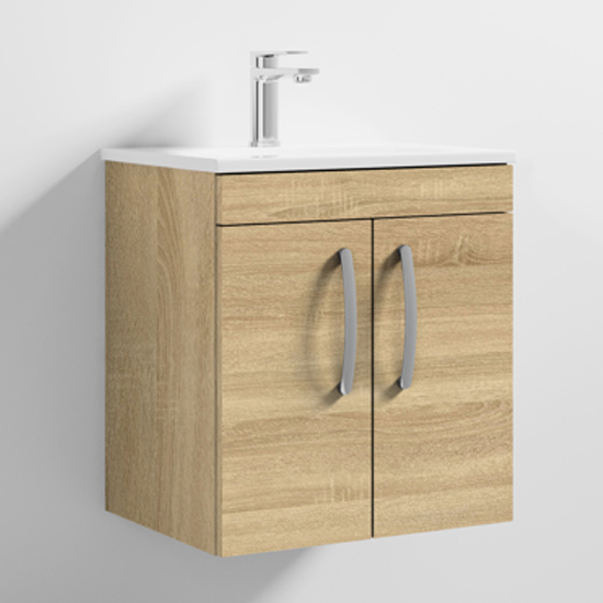 Product photograph of Athenia 50cm 2 Doors Wall Vanity With Basin 2 In Natural Oak from Furniture in Fashion