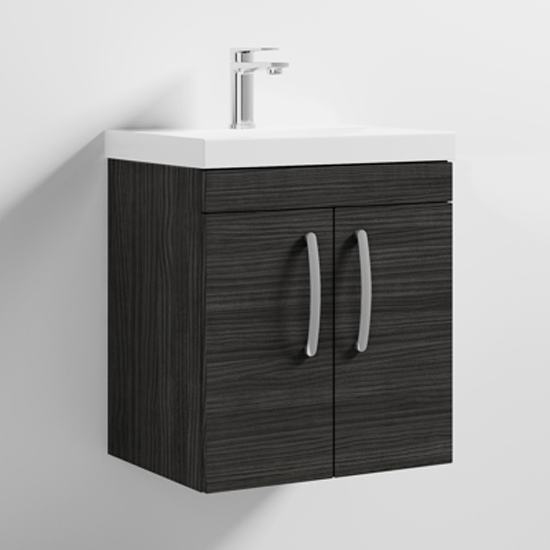 Product photograph of Athenia 50cm 2 Doors Wall Vanity With Basin 3 In Black from Furniture in Fashion