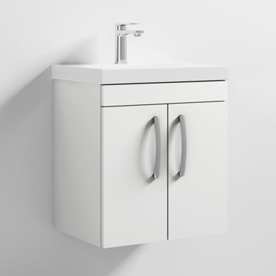 Product photograph of Athenia 50cm 2 Doors Wall Vanity With Basin 3 In Gloss White from Furniture in Fashion
