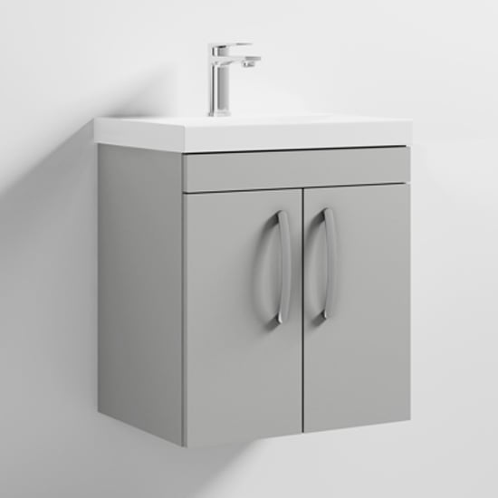 Product photograph of Athenia 50cm 2 Doors Wall Vanity With Basin 3 In Grey Mist from Furniture in Fashion