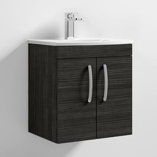 Product photograph of Athenia 50cm 2 Doors Wall Vanity With Basin 4 In Black from Furniture in Fashion