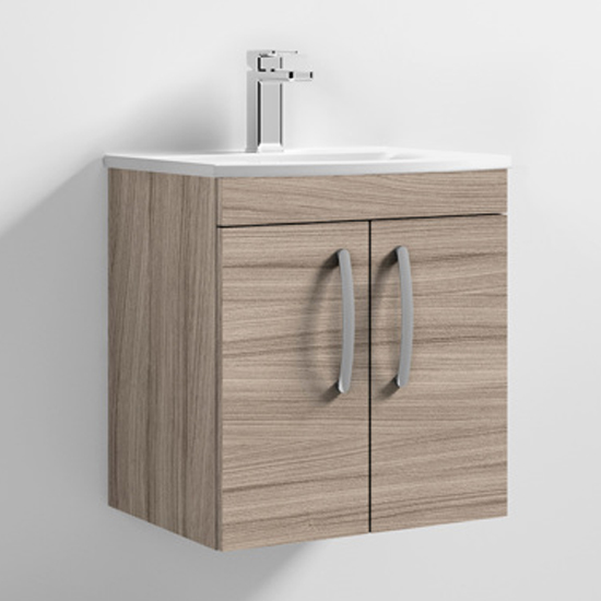 Product photograph of Athenia 50cm 2 Doors Wall Vanity With Basin 4 In Driftwood from Furniture in Fashion