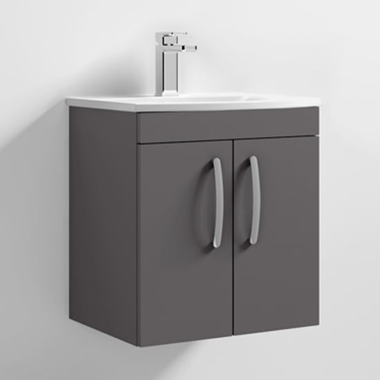 Product photograph of Athenia 50cm 2 Doors Wall Vanity With Basin 4 In Gloss Grey from Furniture in Fashion