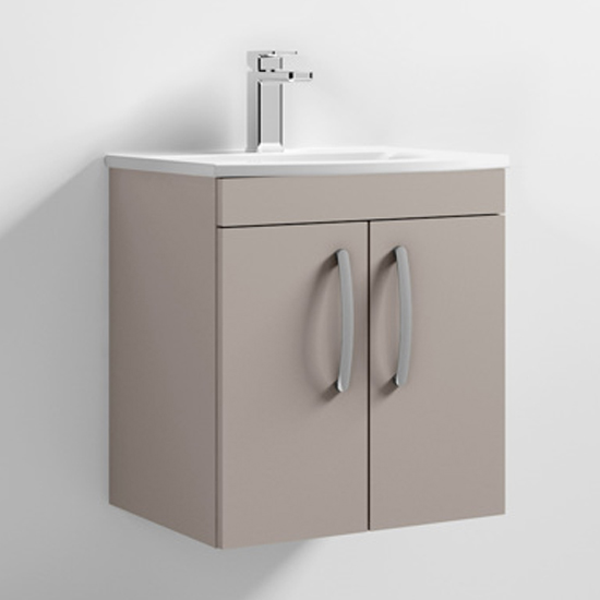 Product photograph of Athenia 50cm 2 Doors Wall Vanity With Basin 4 In Stone Grey from Furniture in Fashion