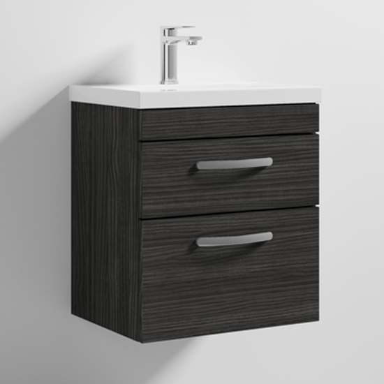 Product photograph of Athenia 50cm 2 Drawers Wall Vanity With Basin 1 In Black from Furniture in Fashion