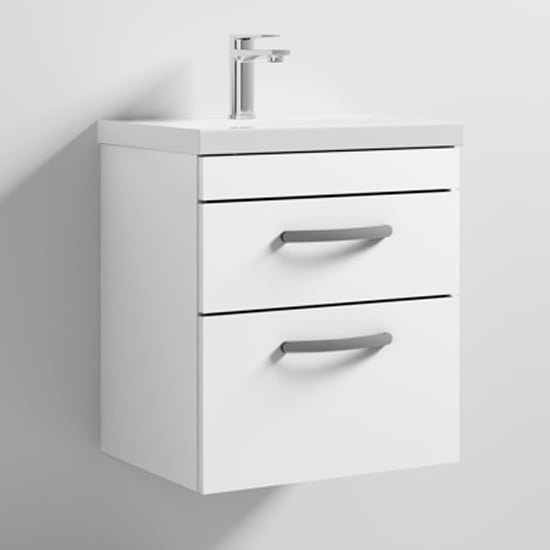 Product photograph of Athenia 50cm 2 Drawers Wall Vanity With Basin 1 In Gloss White from Furniture in Fashion