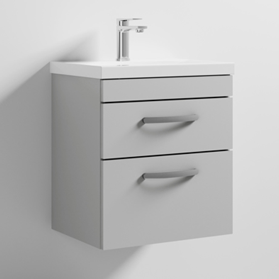 Photo of Athenia 50cm 2 drawers wall vanity with basin 1 in grey mist