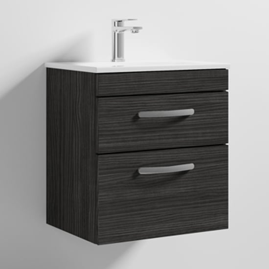 Product photograph of Athenia 50cm 2 Drawers Wall Vanity With Basin 2 In Black from Furniture in Fashion