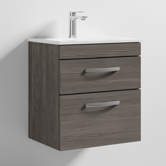 Product photograph of Athenia 50cm 2 Drawers Wall Vanity With Basin 2 In Brown Grey from Furniture in Fashion