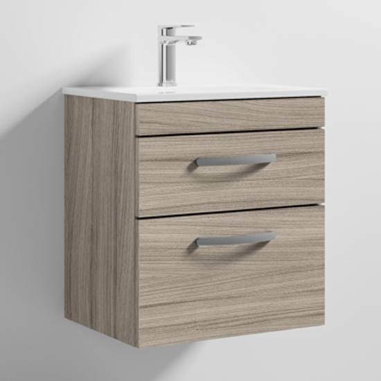 Product photograph of Athenia 50cm 2 Drawers Wall Vanity With Basin 2 In Driftwood from Furniture in Fashion