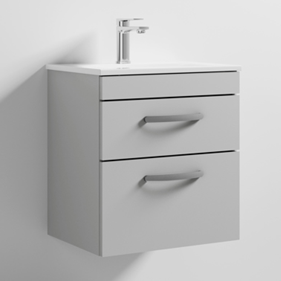 Product photograph of Athenia 50cm 2 Drawers Wall Vanity With Basin 2 In Grey Mist from Furniture in Fashion