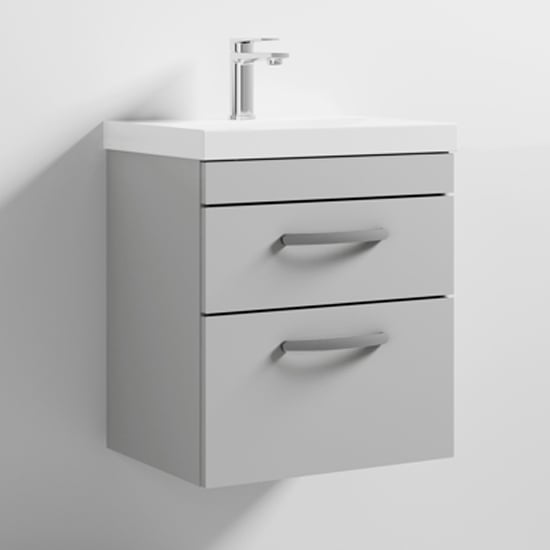 Read more about Athenia 50cm 2 drawers wall vanity with basin 3 in grey mist