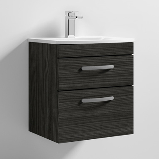 Athenia 50cm 2 Drawers Wall Vanity With Basin 4 In Black
