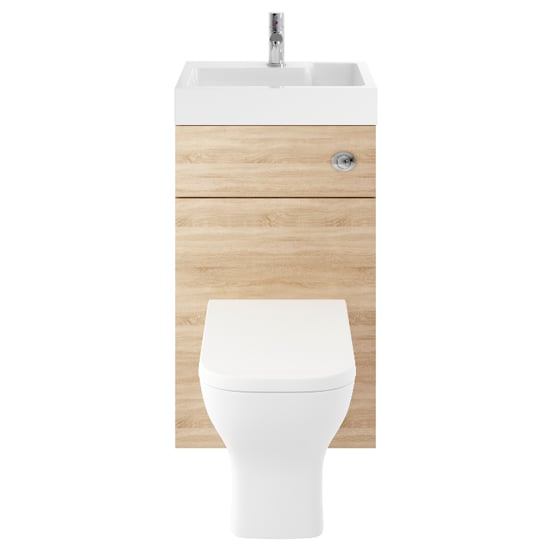 Photo of Athenia 50cm wc and vanity unit with basin in natural oak
