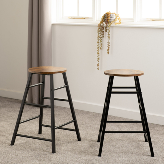 Photo of Alsip acacia effect wooden bar stools in pair