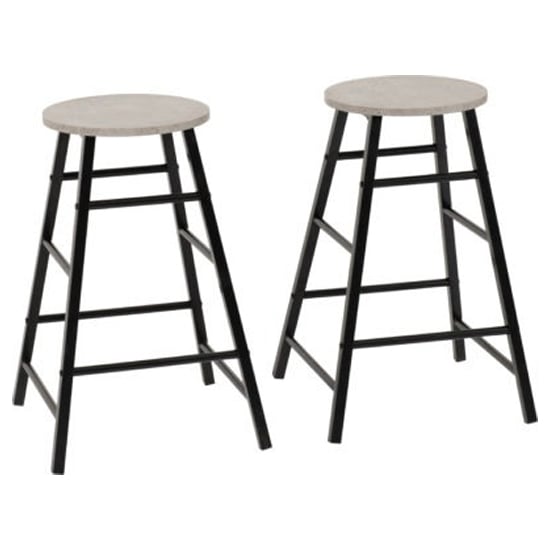 Alsip Concrete Effect Wooden Bar Stools In Pair_2