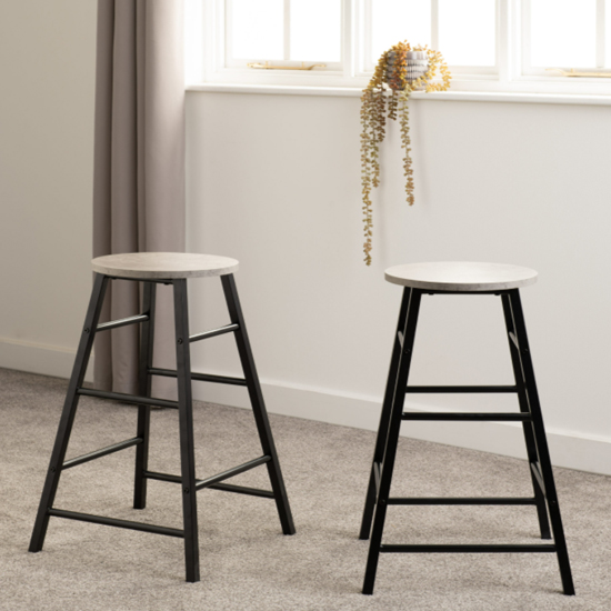 Read more about Alsip concrete effect wooden bar stools in pair