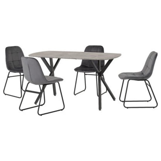 Product photograph of Alsip Concrete Effect Dining Table With 4 Lyster Grey Chairs from Furniture in Fashion