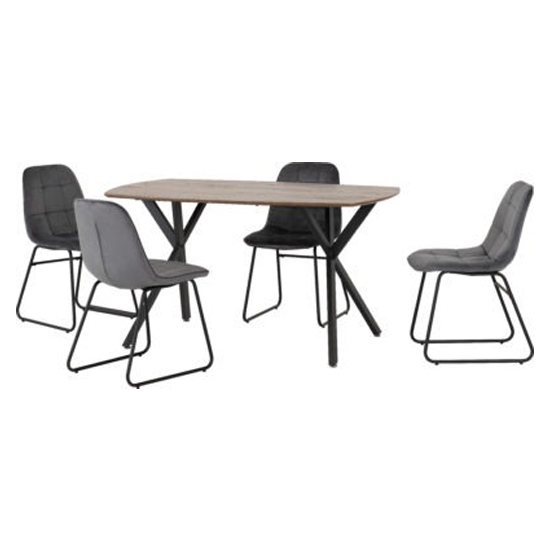 Product photograph of Alsip Wooden Dining Table With 4 Lyster Grey Chairs from Furniture in Fashion