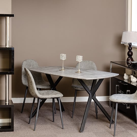 Alsip Dining Table In Concrete Effect And Black_2