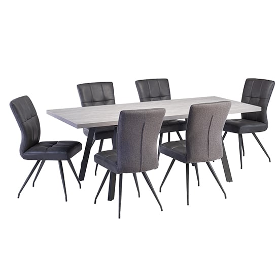 Athink Extending Grey Dining Table With 6 Kebrila Grey Chairs_1