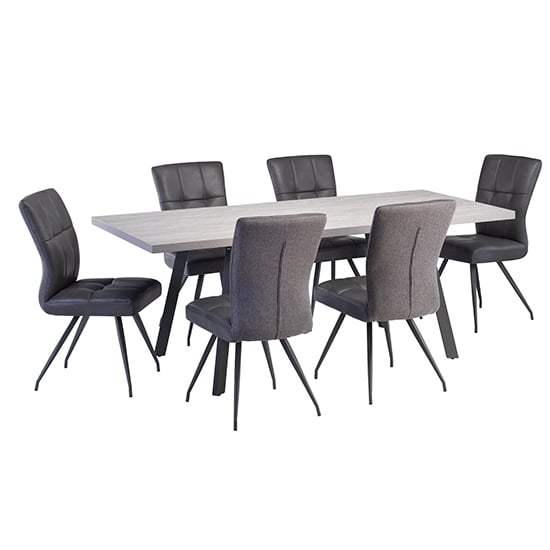 Photo of Athink extending grey dining table with 6 kebrila grey chairs