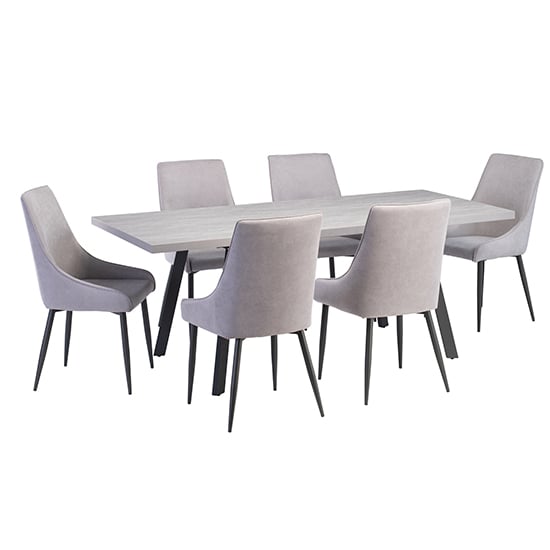 Product photograph of Athink Extending Grey Dining Table With 6 Remika Grey Chairs from Furniture in Fashion