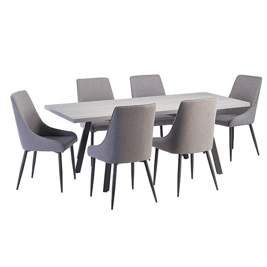 Photo of Athink extending grey dining table 6 remika mineral grey chairs