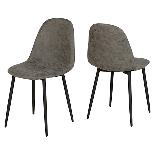 Photo of Alsip grey fabric dining chairs in pair