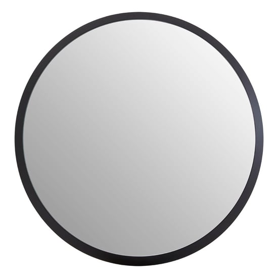 Athens Large Round Wall Bedroom Mirror In Black Frame