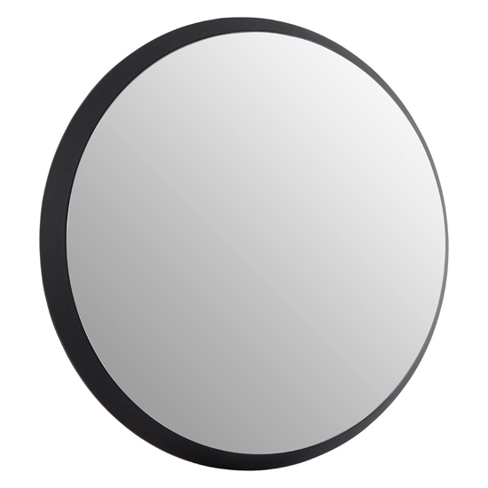 Photo of Athens large round wall bedroom mirror in black frame