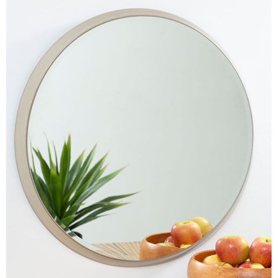 Read more about Athens large round wall bedroom mirror in silver frame