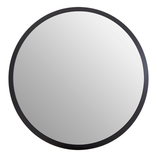 Athens Medium Round Wall Bedroom Mirror In Black Frame