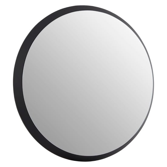 Photo of Athens medium round wall bedroom mirror in black frame