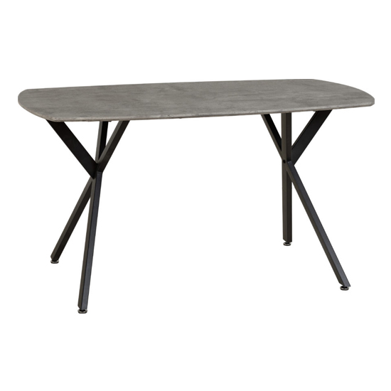 Alsip Rectangular Dining Table In Concrete Effect With 4 Chair