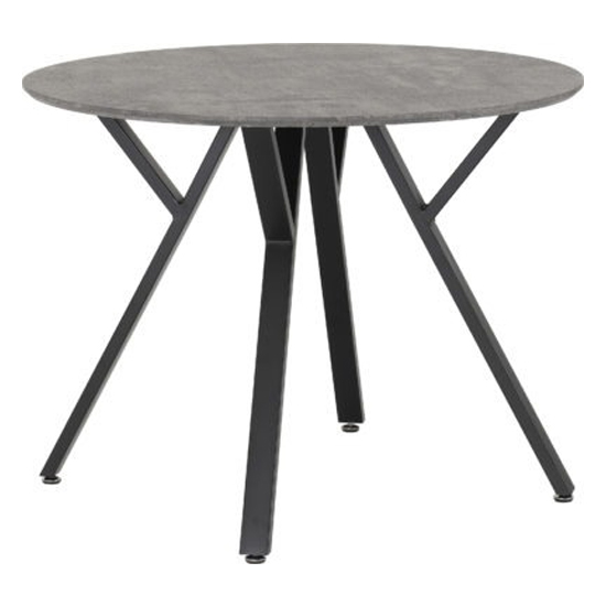 Alsip Round Concrete Effect Dining Table 4 Avah Blue Chairs_2