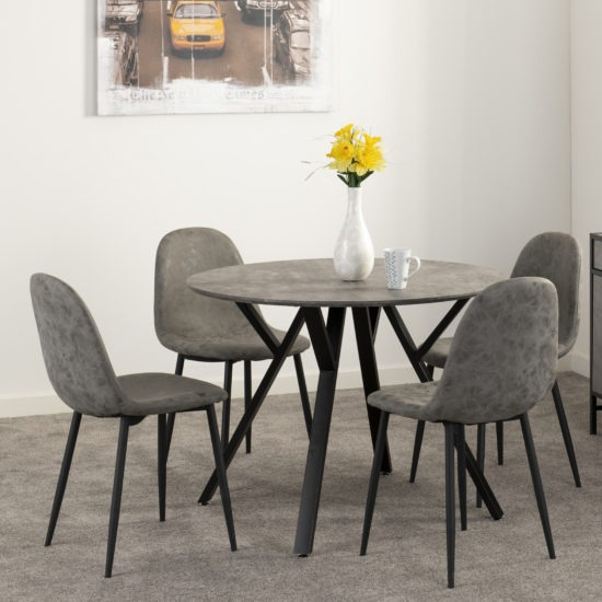 Alsip Round Dining Table In Concrete Effect_4
