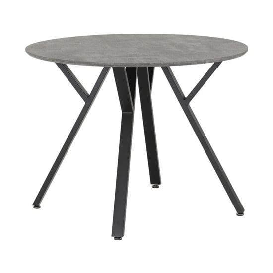 Alsip Round Dining Table In Concrete Effect With 4 Chairs_5