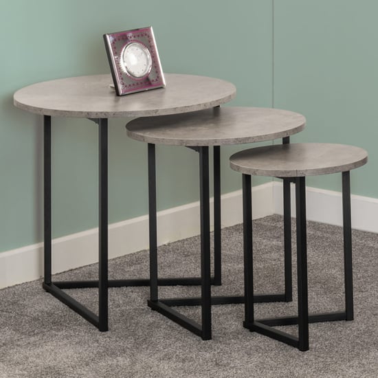 Alsip Round Wooden Nest Of 3 Tables In Concrete Effect_1